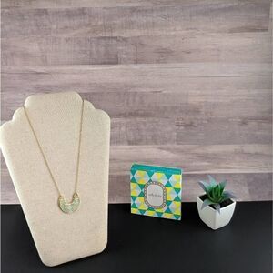 Breezeblock Enamel Pendant Teal and White